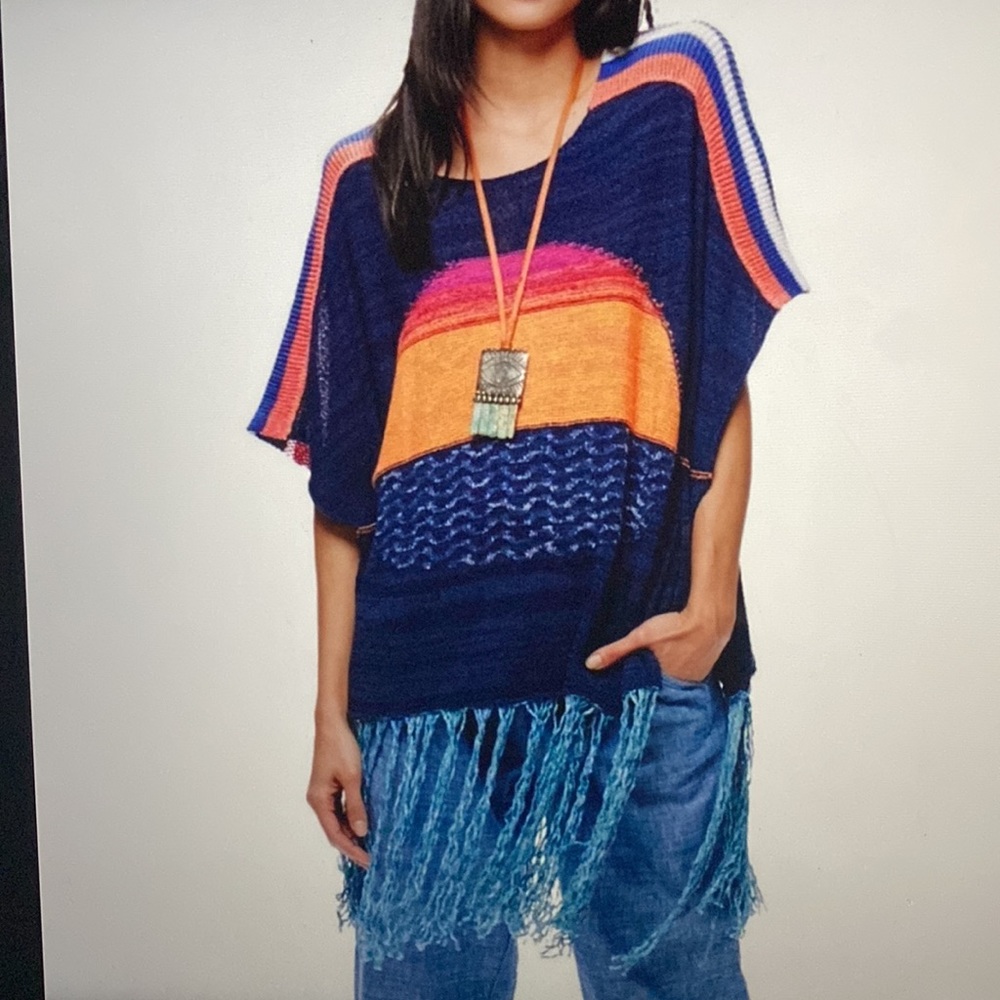 Free People Beautiful CottonLinen Poncho NeverUsed